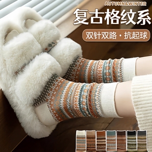 美拉德袜子女中筒春秋款棉双针民族风复古堆堆袜个性秋冬长袜潮