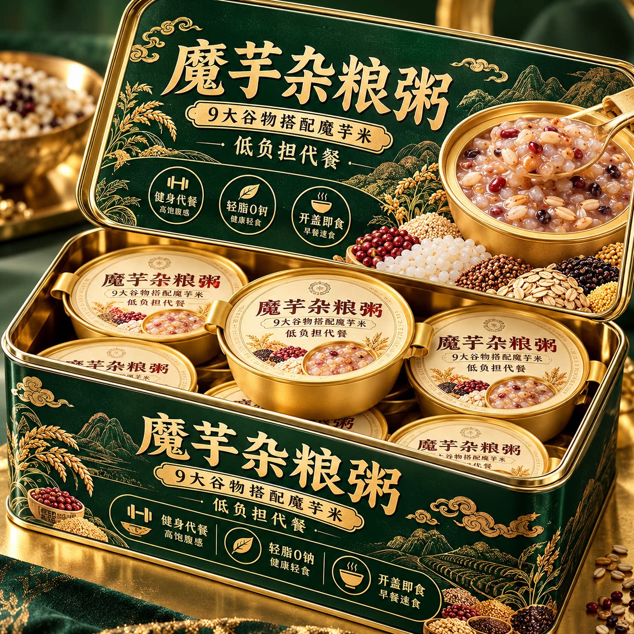 魔芋杂粮粥八宝粥速食藜麦粥紫米粥轻食营养早餐速食粥健身专用