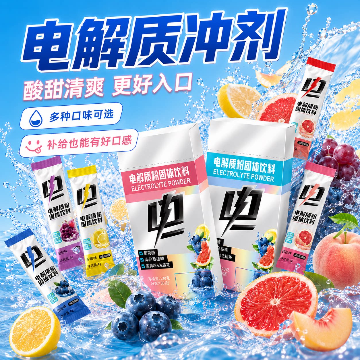 电解质冲剂运动饮料电解质粉跑步专用0糖健身葡萄糖补水固体饮料