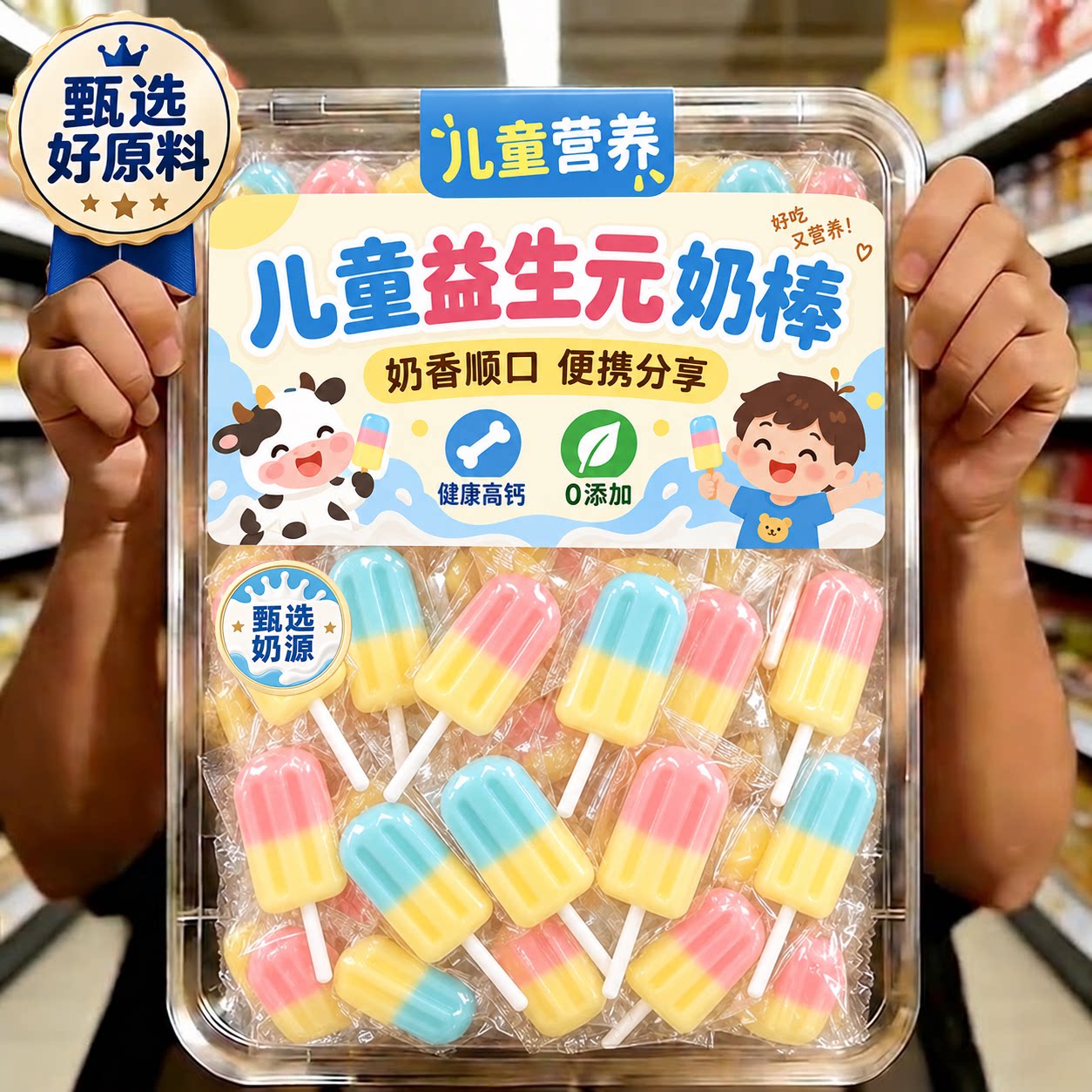 儿童益生元奶棒高钙健康零食奶酪棒独立包装无添加雪糕棒棒糖奶片