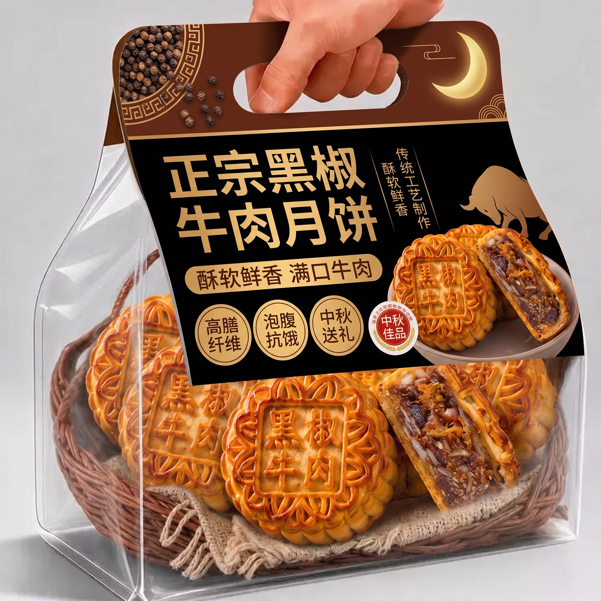 牛肉月饼广西传统手工广式月饼非五仁叉烧月饼官方旗舰店中秋送礼