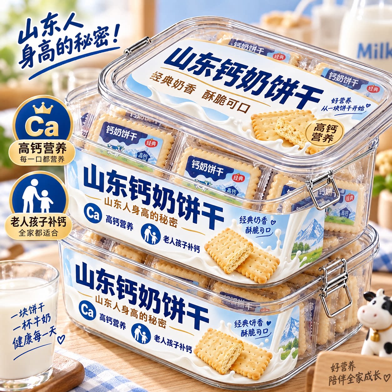 钙奶饼干山东官方旗舰店高钙儿童营养早餐代餐零食青岛特产怀旧