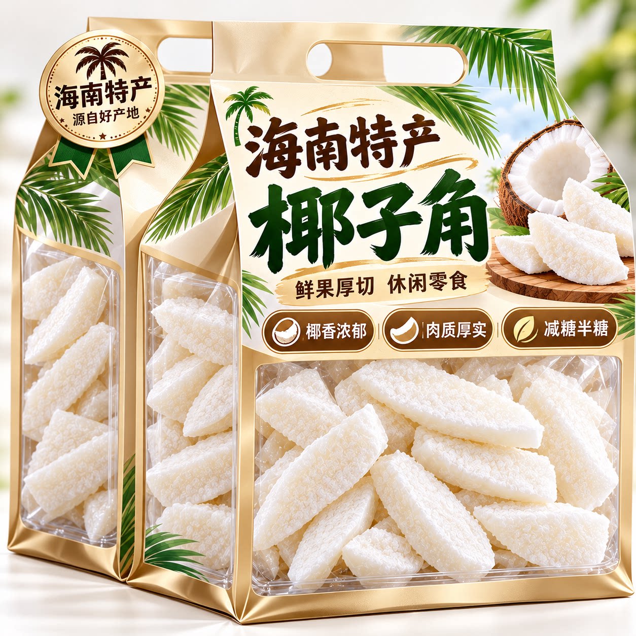 海南特产椰子角椰肉干官方旗舰店正宗新鲜原味椰子片脆块年货零食