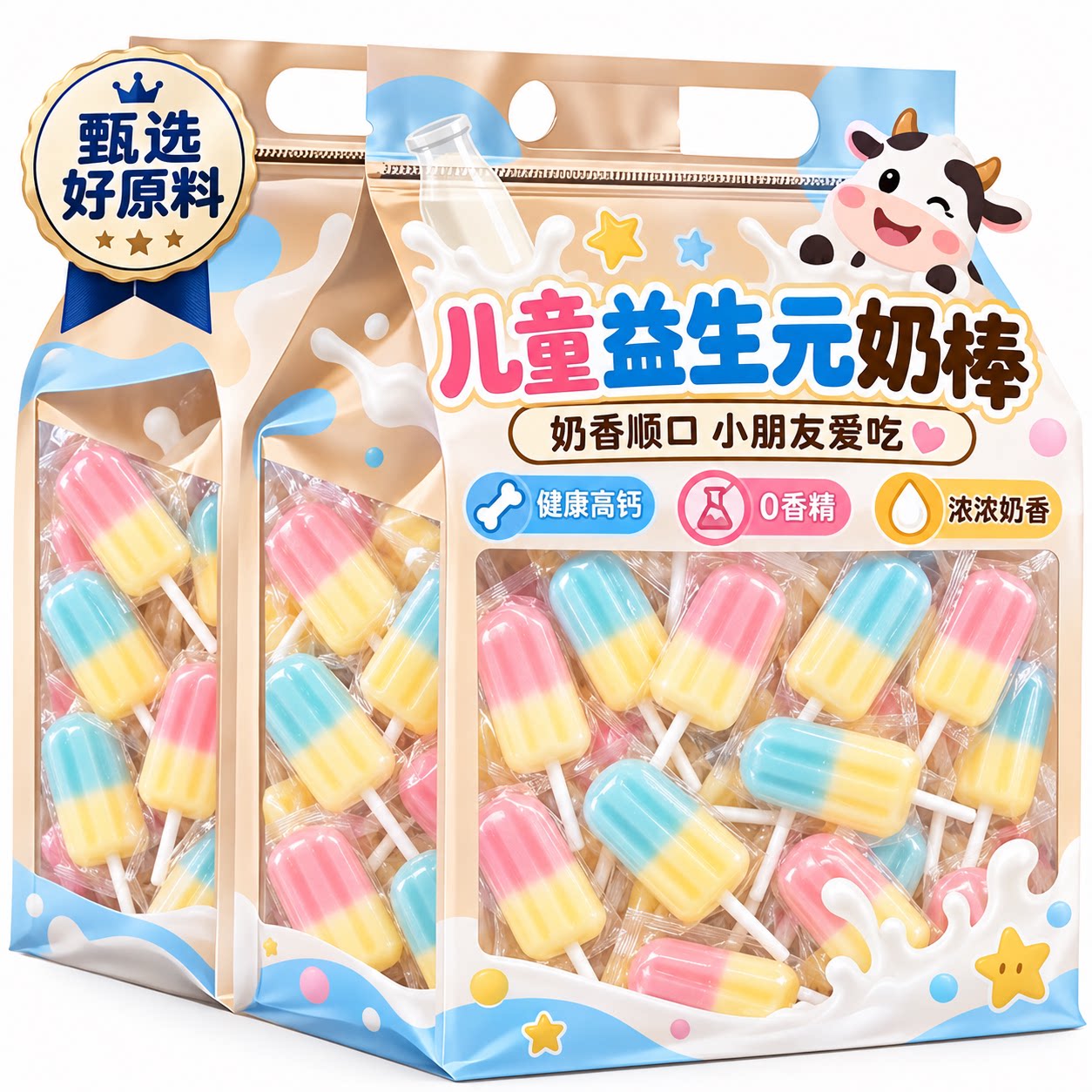 儿童益生元奶棒高钙健康零食奶酪棒独立包装无添加雪糕棒棒糖奶片