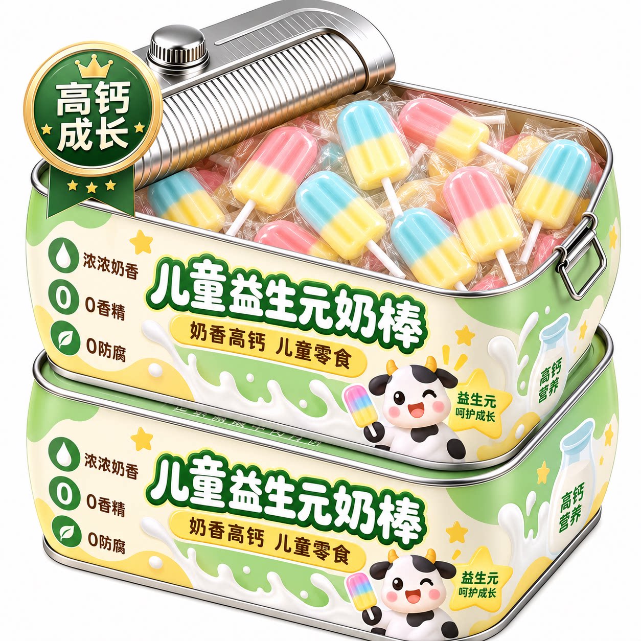儿童益生元奶棒高钙健康零食奶酪棒独立包装无添加雪糕棒棒糖奶片