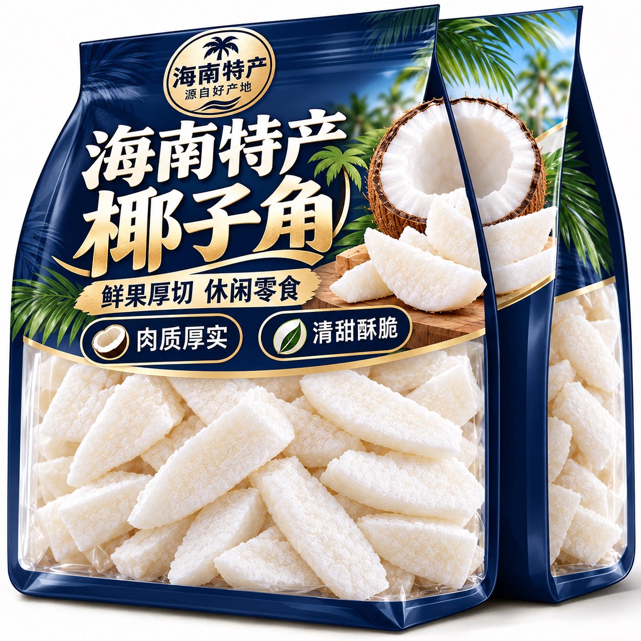 海南特产椰子角椰肉干官方旗舰店正宗新鲜原味椰子片脆块年货零食