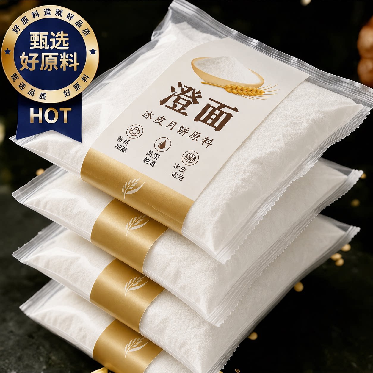 澄面纯小麦淀粉冰皮月饼预拌粉澄面澄粉凉皮用青团粉水晶饺子粉图片