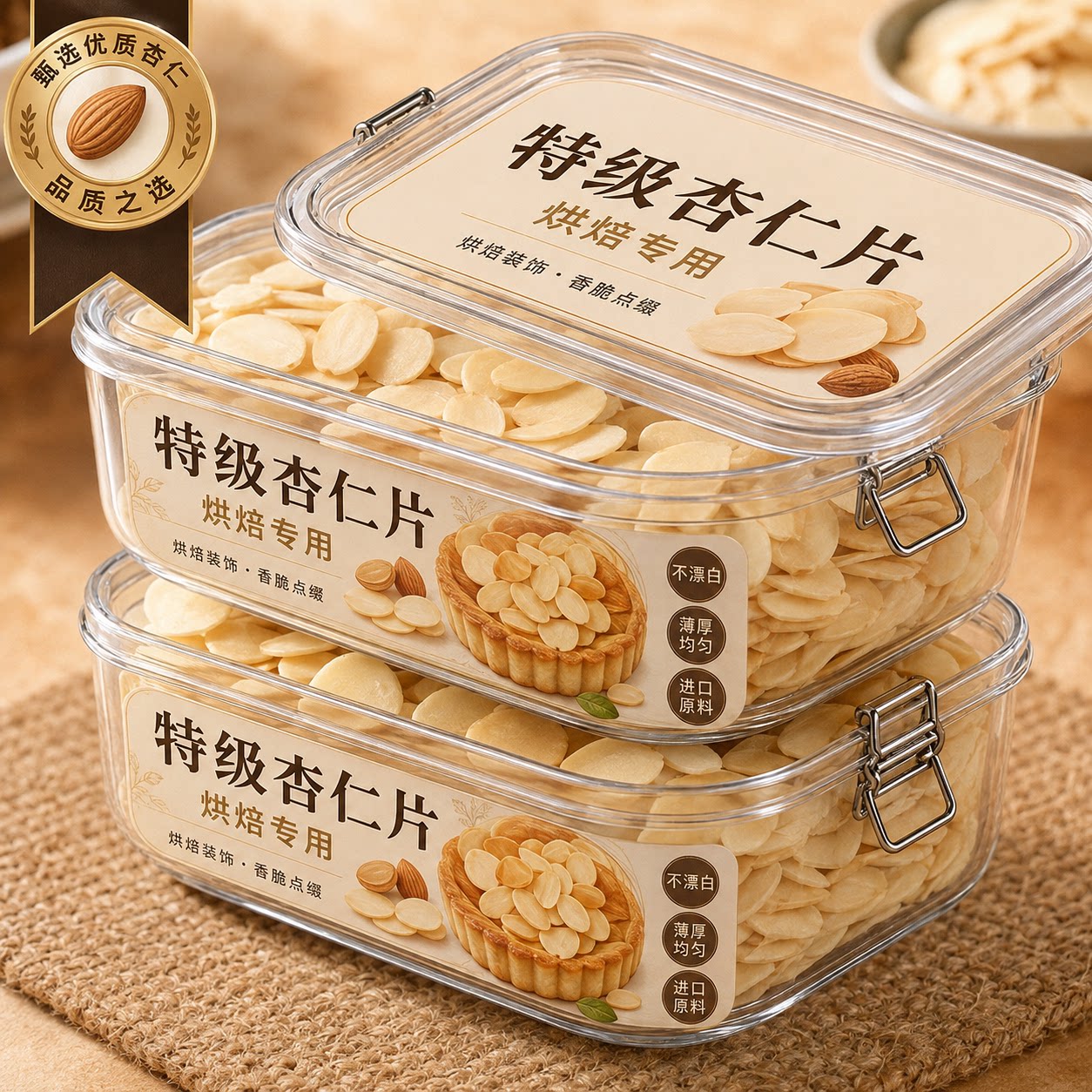 杏仁片烘焙专用原味散装扁桃仁薄切片杏仁蛋糕装饰糯米船原料商用图片