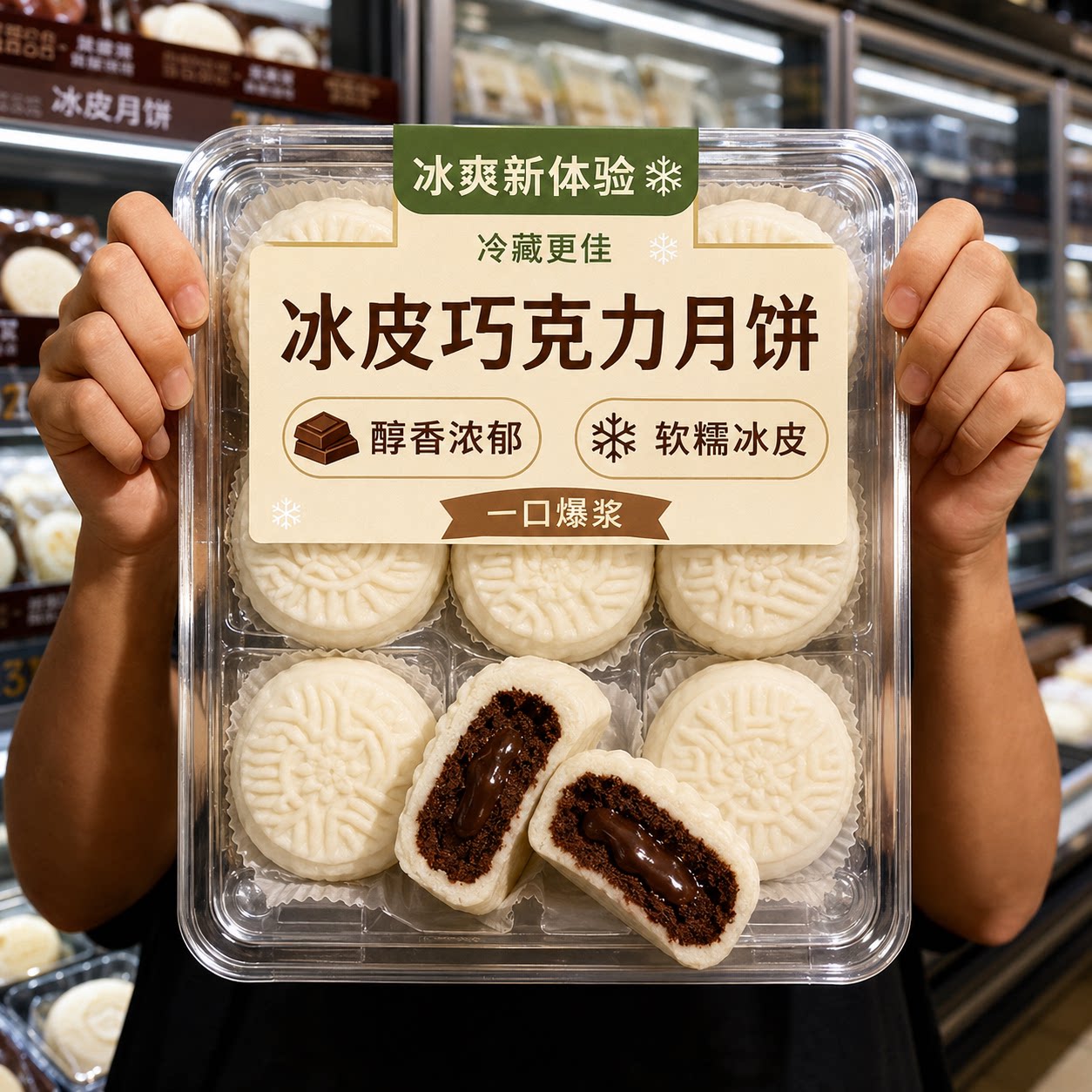 巧克力冰皮月饼流心冰淇淋月饼雪媚娘大福爆浆官方旗舰店中秋节礼