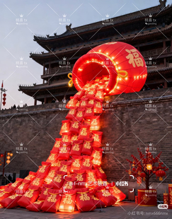2026新年福袋红包瀑布装置道具户外商场景区春节活动引流拍照打卡