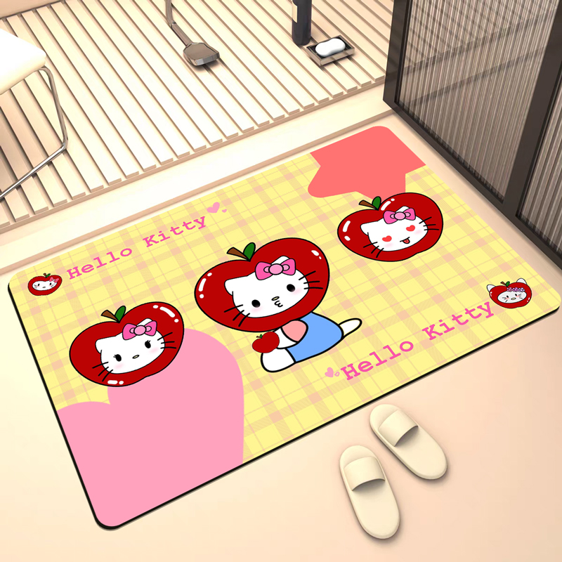 卡通hellokitty浴室地垫硅藻泥防滑家用卫生间门口吸水地毯脚垫子