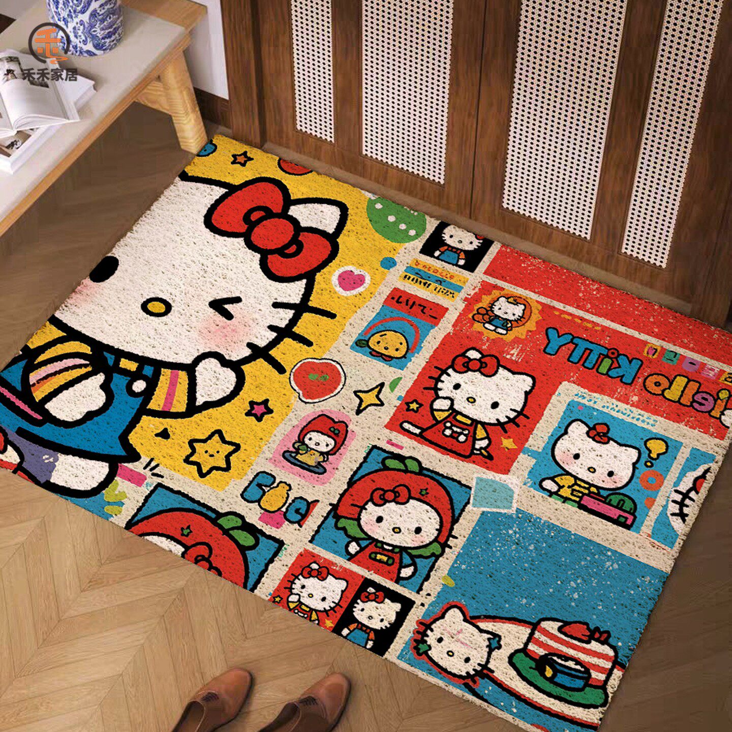 HelloKitty入户门口地垫丝圈加厚玄关门内外垫凯蒂猫耐脏防滑脚垫,居家布艺,家用脚垫,淘宝优惠券,粉丝福利购,淘宝优惠卷