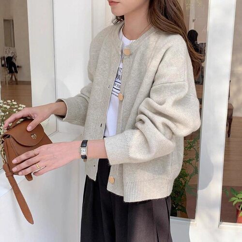 温柔松弛感针织开衫女早