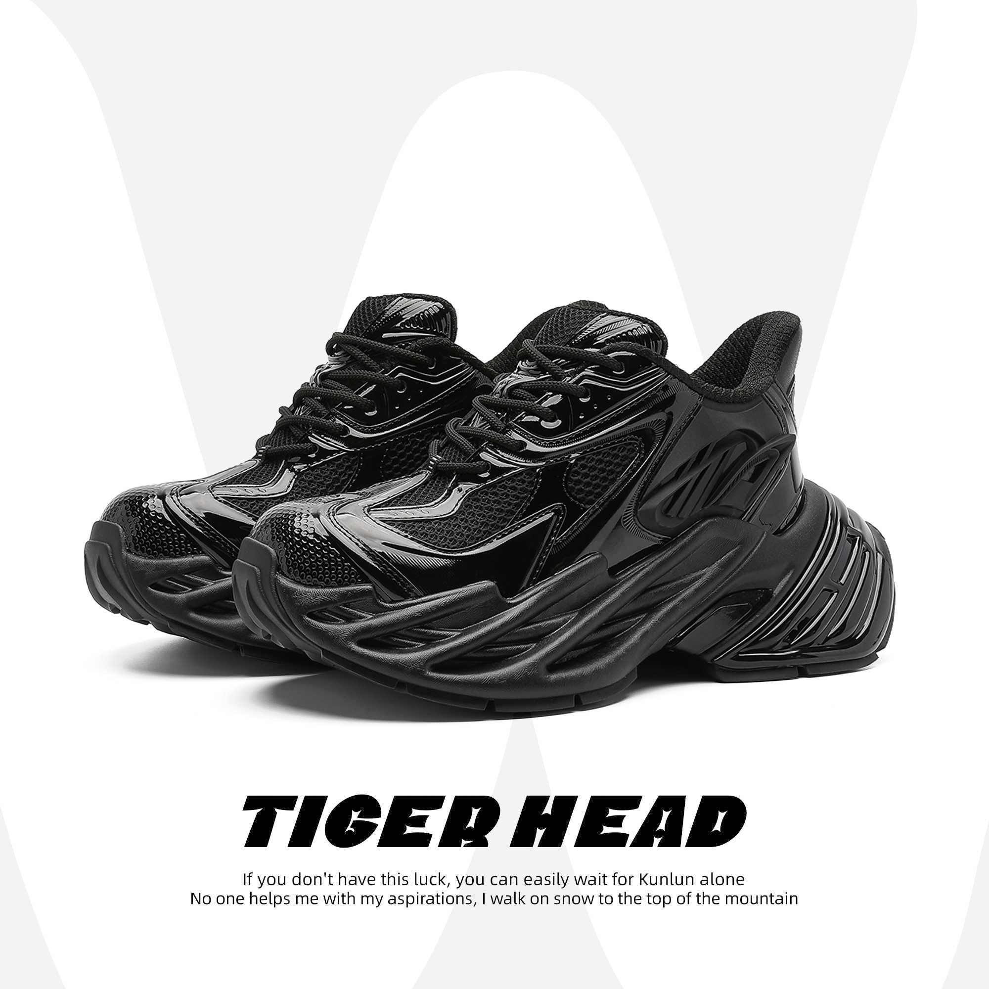 隐形增高11CM黑武士老爹鞋男女款