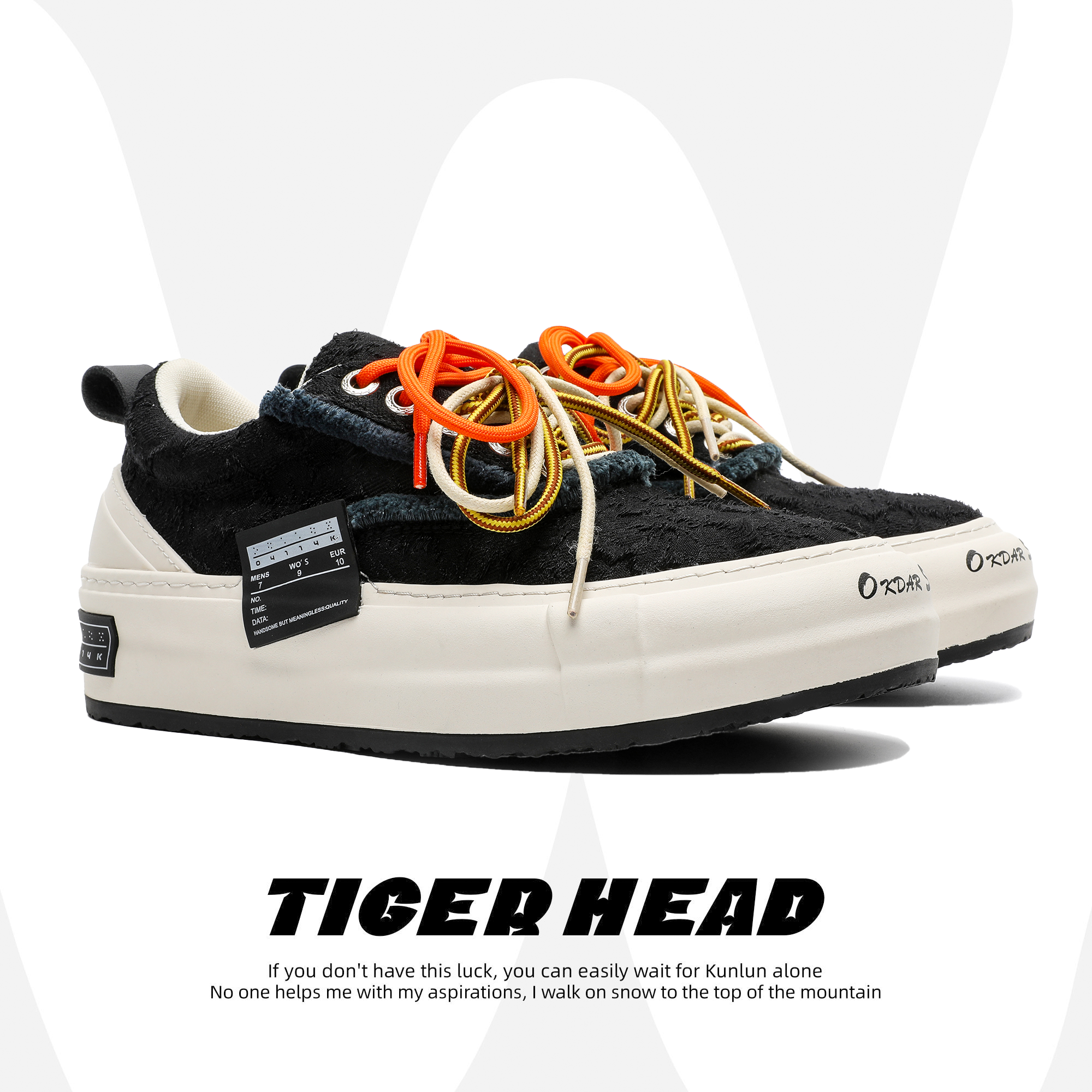 雪花酥帆布鞋男女款厚底黑色板鞋