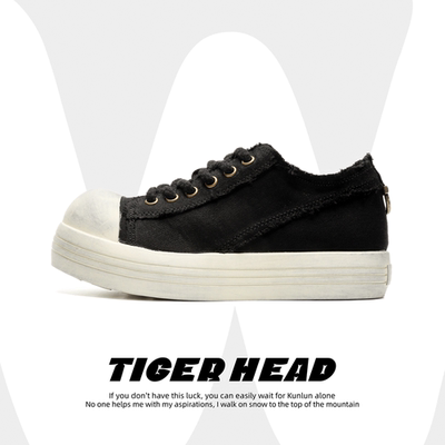 米奇大头鞋黑白做旧板鞋秋冬男女