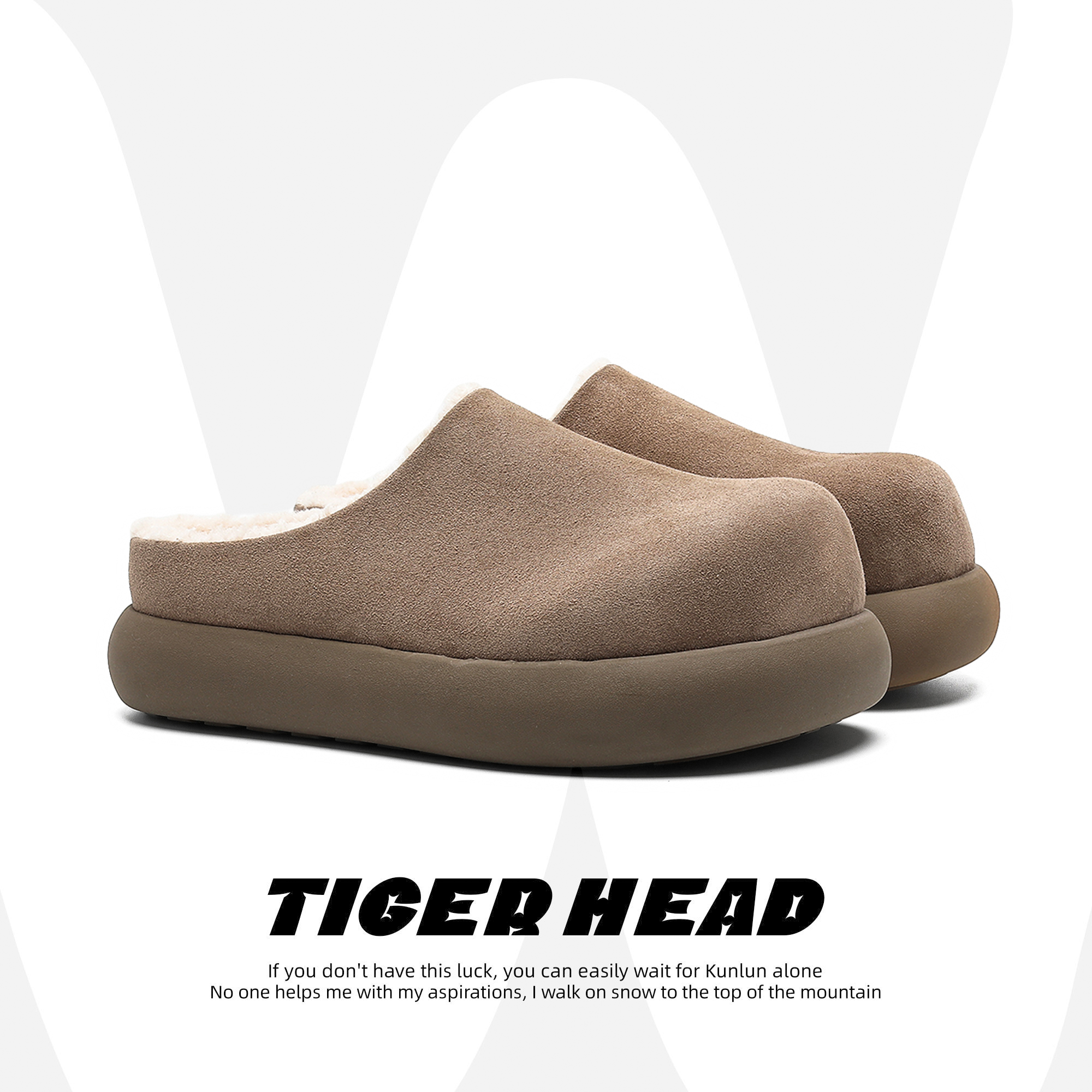 加绒厚底勃肯鞋毛毛拖鞋包头半拖