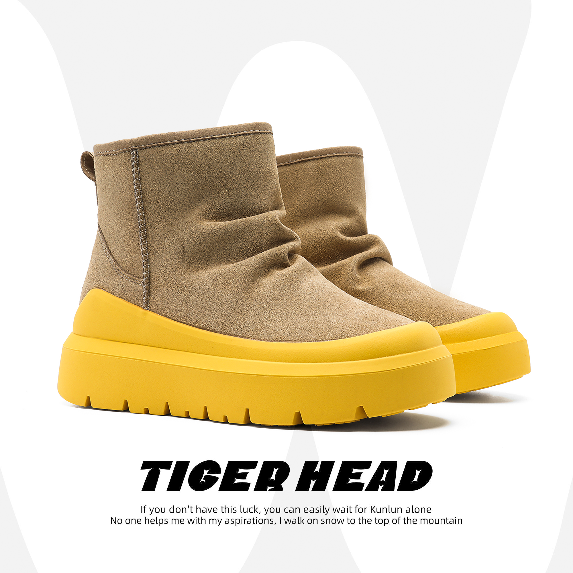 冬季厚底雪地靴男女加绒加厚短靴