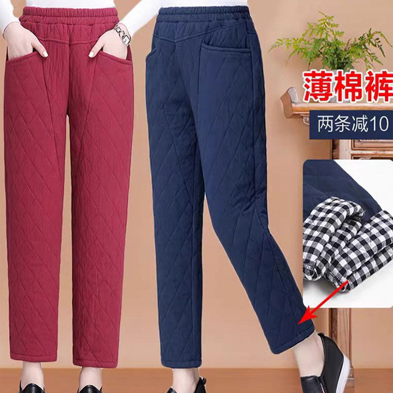 老奶奶棉裤冬装加厚妈妈秋冬季夹棉宽松裤子女老年人保暖全棉裤子