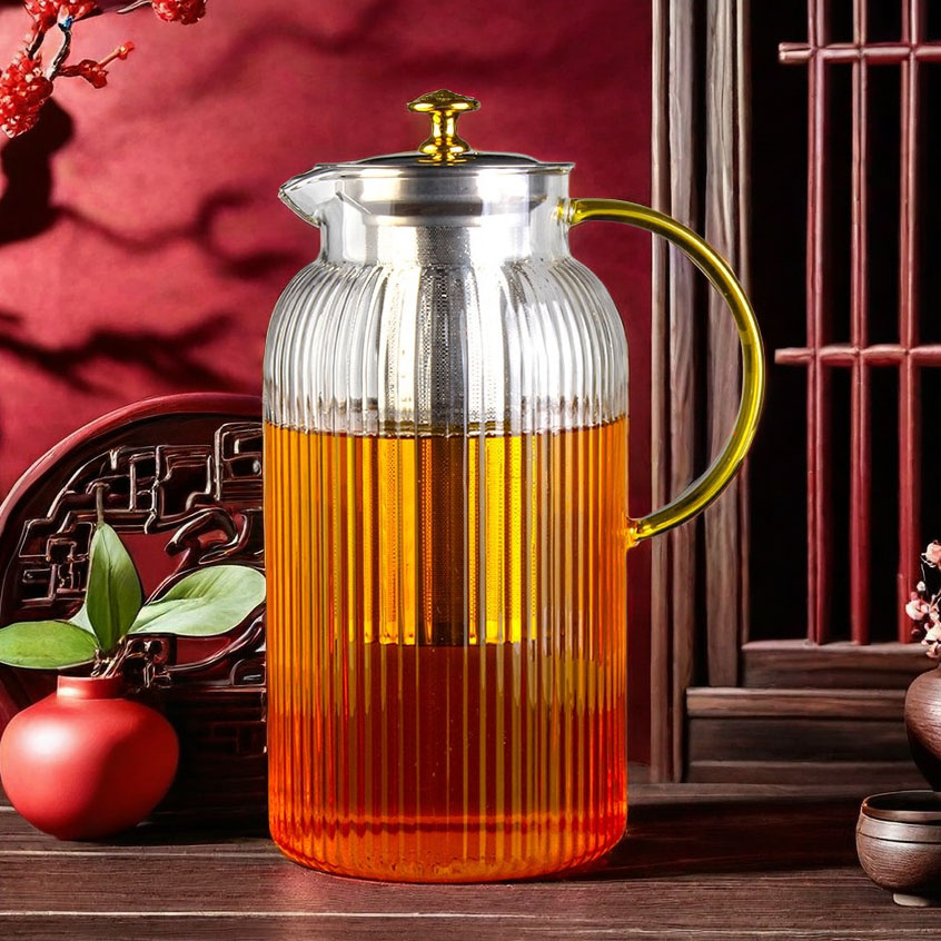 加厚超大耐热玻璃水壶耐高温果汁防爆茶壶大容量透明家用套装包邮