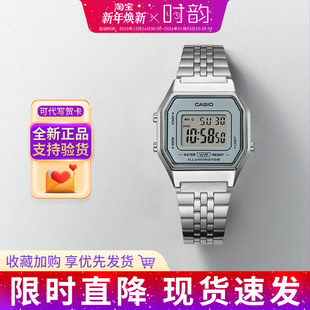 CASIO卡西欧小方块复古数显女士表小银块防水表LA680WA