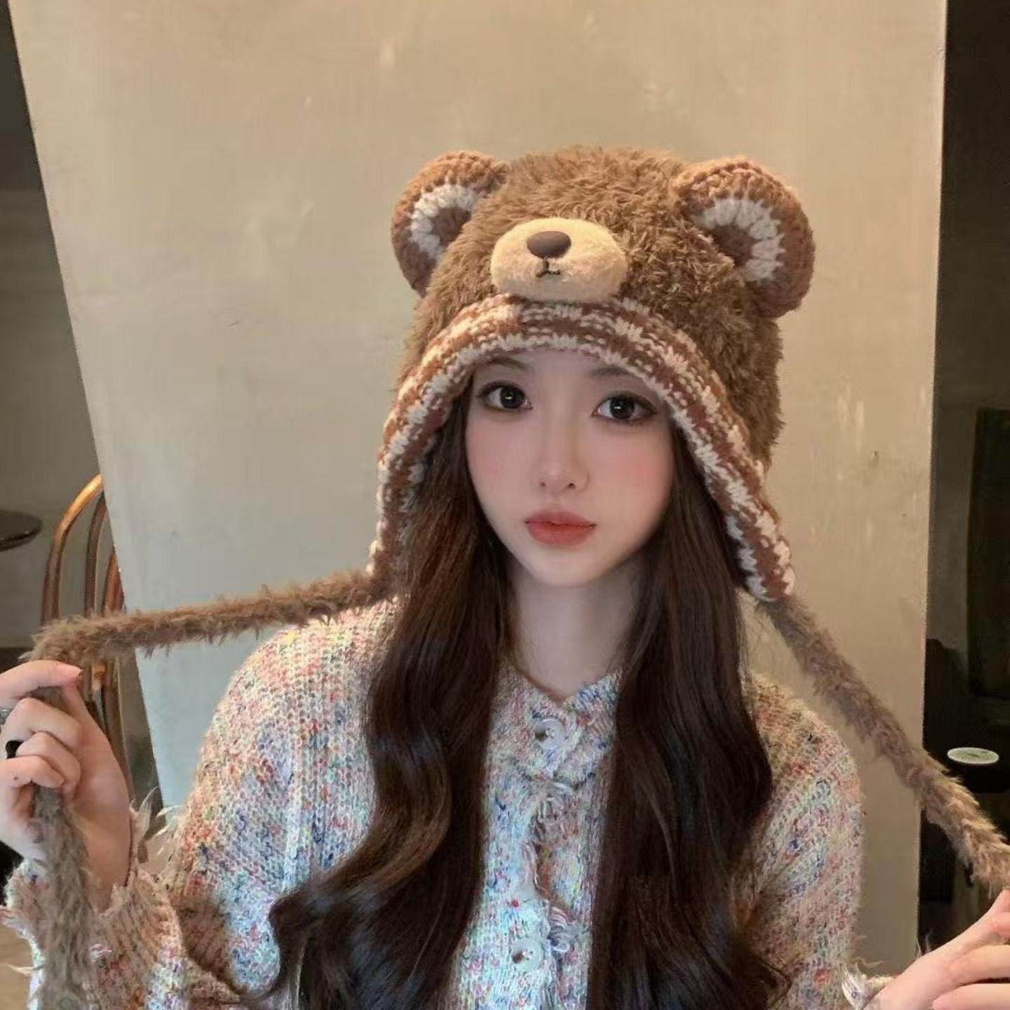 毛线可爱卡通耳朵毛绒套头帽子女秋冬季保暖护耳针织帽冷帽潮,童装/婴儿装/亲子装,帽子,淘宝优惠券,粉丝福利购,淘宝优惠卷