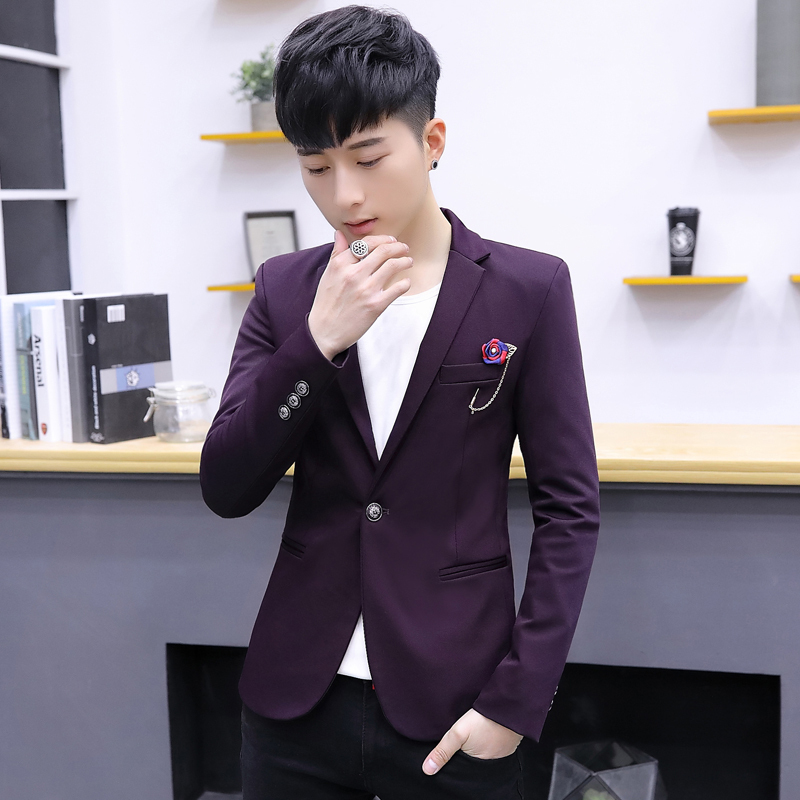 秋季帅T小码S码休闲西装外套男青年学生矮个子XS号修身便西服155