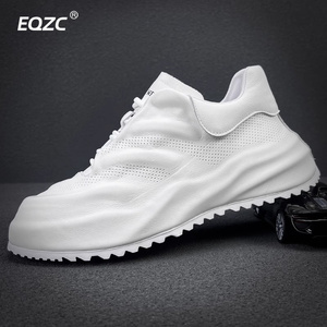 真皮男鞋秋季透气2023新款潮流百搭增高老爹鞋子男士休闲鞋