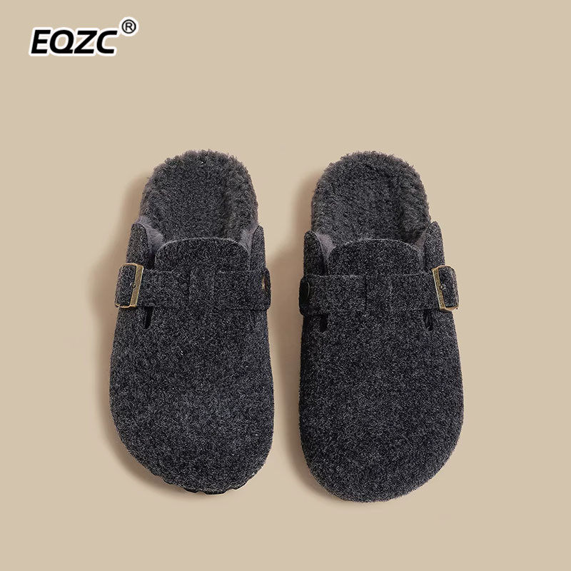 轻奢勃肯鞋女2026春秋新款深灰色百搭包头拖厚底勃肯半拖鞋外穿