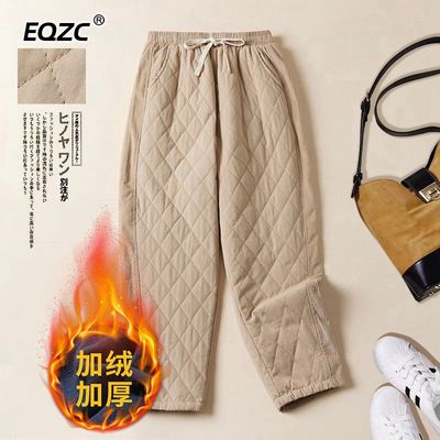 加厚松紧显瘦高腰棉裤女士直筒裤