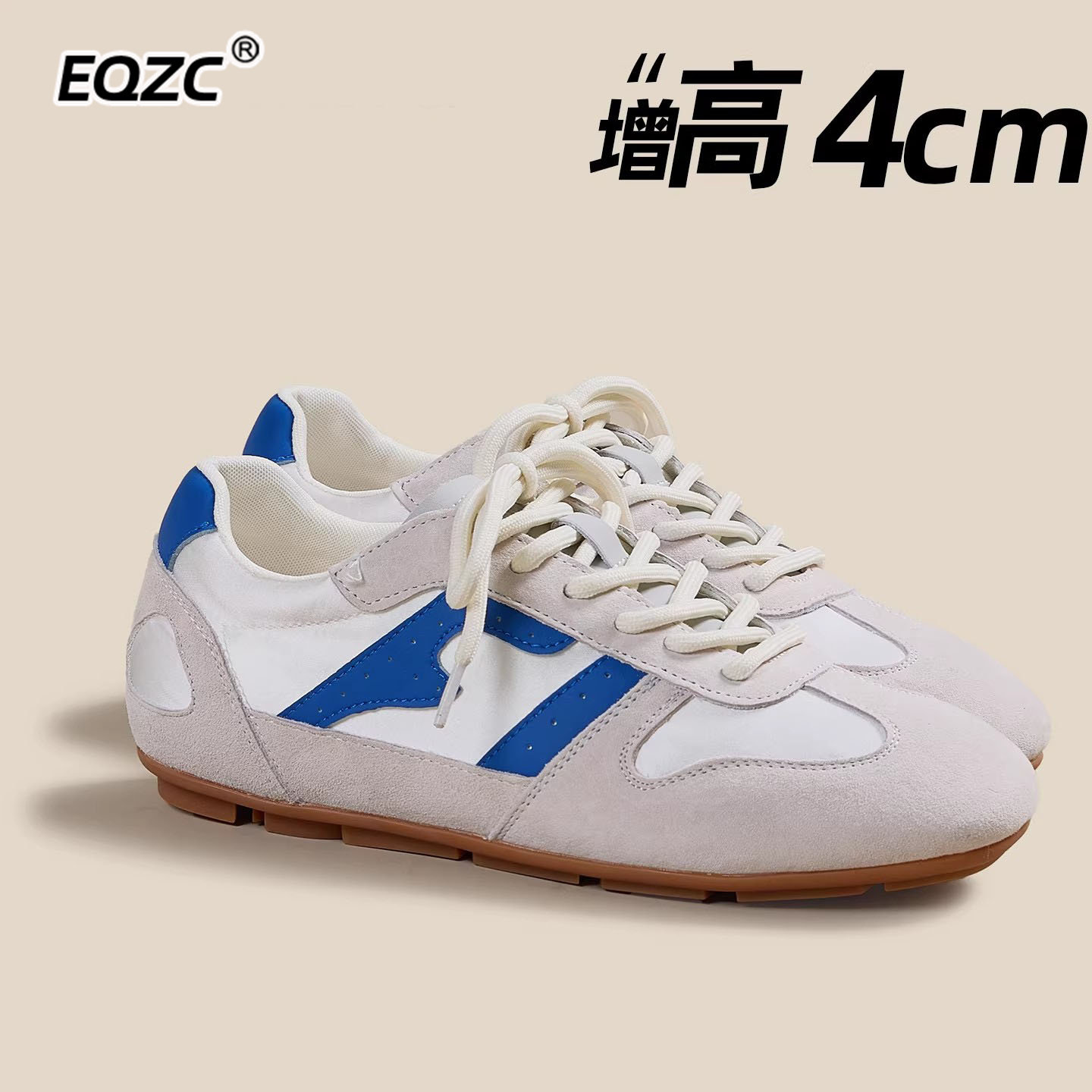 高端复古德训鞋女2026春夏新款轻便软底厚底增高休闲运动阿甘鞋