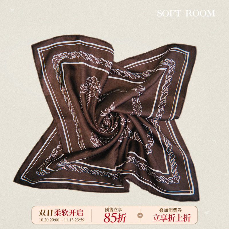 SOFTROOM结纹桑蚕丝方巾颈饰丝巾装饰腰带系脖围巾小众轻奢高级感