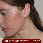 SOFT ROOM水滴不对称宝石耳钉天然白水晶高级感银针简约礼物