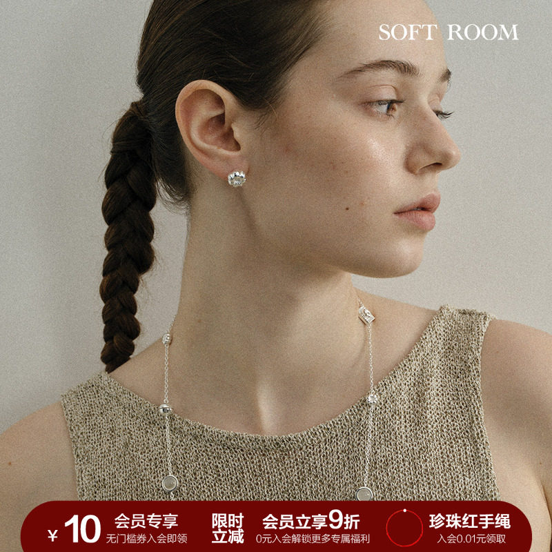 SOFT ROOM南瓜花耳钉立体雕塑感纯银耳针首饰高级感轻奢精致复古