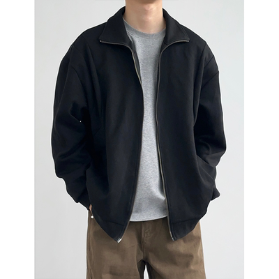 HMN Studio美式复古潮牌立领开衫夹克男女设计款春秋上衣外套流行