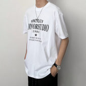 复古印花情侣短袖 HMN Studio230G纯棉美式 T恤宽松休闲男女上衣
