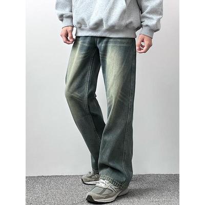 HMN Studio日系复古宽松休闲直筒牛仔裤美式高街cleanfit水洗长裤