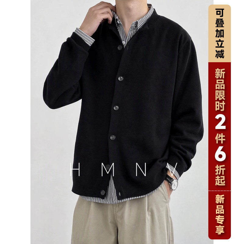 HMNV老钱风衬衫假两件薄毛衣休闲排扣针织衫休闲开衫男女百搭图片