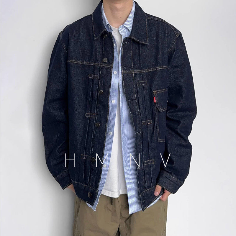 HMN Studio日系复古工装牛仔外套男春秋潮牌宽松百搭休闲夹克上衣