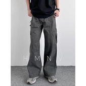 百搭宽松直筒阔腿休闲裤 裤 男 Studio日系复古水洗做旧工装 HMN