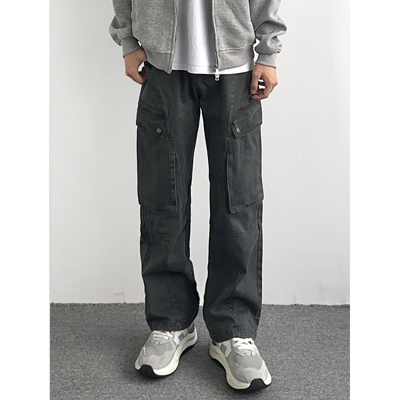 HMN Studio美式复古工装裤男春秋新款潮牌设计感宽松直筒休闲裤子