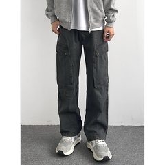 HMN Studio美式复古工装裤男春秋新款潮牌设计感宽松直筒休闲裤子