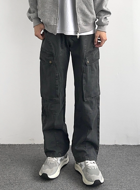 HMN Studio美式复古工装裤男春秋新款潮牌设计感宽松直筒休闲裤子