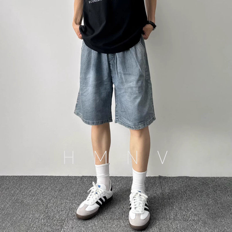 HMN Studio莱赛尔牛仔短裤男夏季薄款宽松短裤休闲2026新款五分裤图片