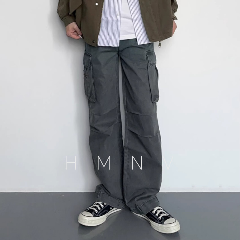HMNStudio日系复古直筒工装裤图片