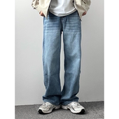 男休闲百搭垂感潮流阔腿长裤 HMN Studio日系直筒水洗宽松牛仔裤