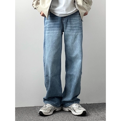 HMN Studio日系直筒水洗宽松牛仔裤男休闲百搭垂感潮流阔腿长裤