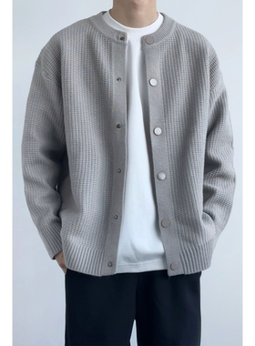 HMN Studio针织开衫毛衣男女外套秋冬休闲高级简约百搭衣服慵懒风