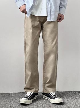 HMN Studio日系卡其色基础百搭款工装裤秋冬款宽松休闲潮牌裤子男