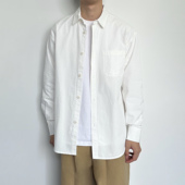 HMN 春纯棉重磅宽松休闲翻领高级感纯色衬衣 男长袖 Studio工装 衬衫